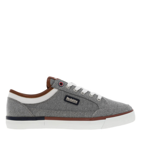 Baskets basses gris avec talon plat à lacets plats