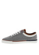 Thumbnail Baskets basses gris avec talon plat à lacets plats - Image 3