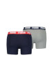 Thumbnail Lot de 2 boxers classiques marine et gris en coton avec taille élastiquée - Image 2