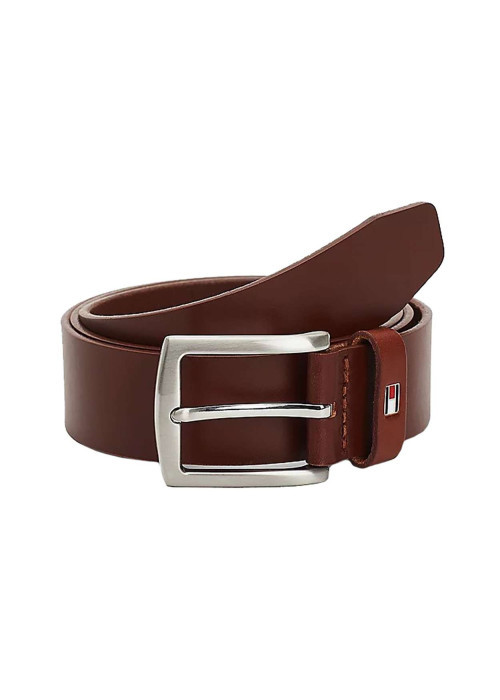 Ceinture camel en cuir unie avec extrémité en pointe