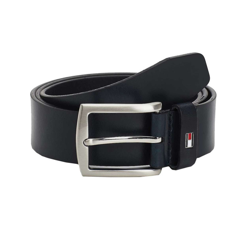 Tommy Hilfiger - Ceinture Marine En Cuir Unie Avec Logo De La Marque Imprimé Sur Le Passant - Marine