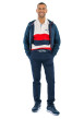 Thumbnail Ceinture marine en cuir unie avec logo de la marque imprimé sur le passant - Image 2