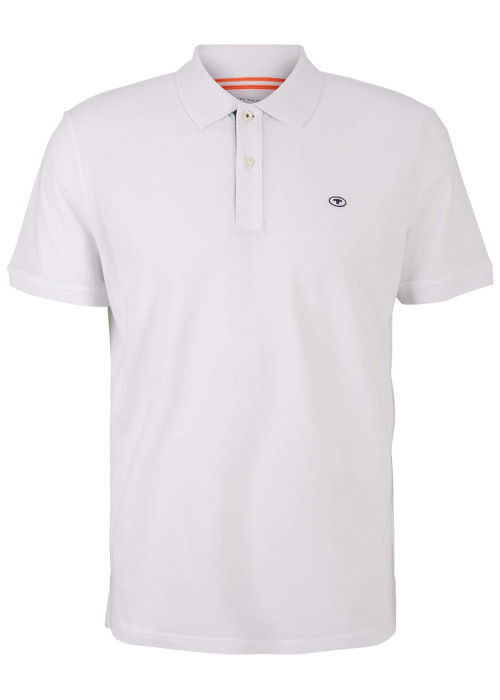 Polo en coton blanc uni coupe droite avec un col fermé par 2 boutons