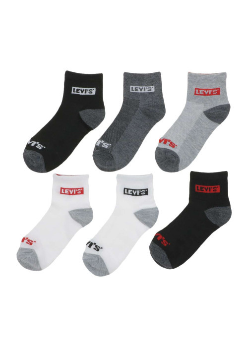 Chaussettes basses fantaisie grise et anthracite à logo all over, lot de 6 paires