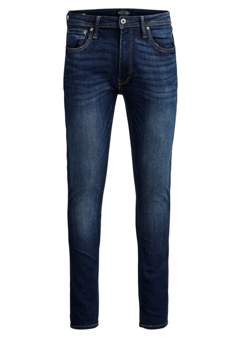 Jean bleu marine effet délavé à style 5 poches avec une coupe slim