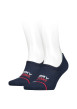 Thumbnail Lot de 2 paires de chaussettes basses en coton biologique marine unies avec logo à l'avant