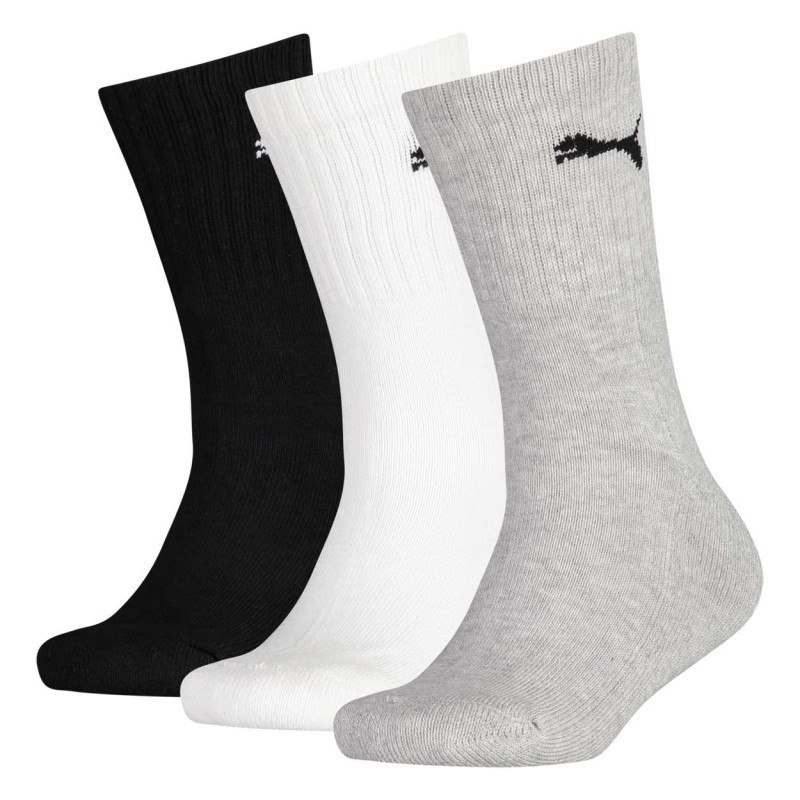 Puma - Lot De 3 Paires De Chaussettes Puma Grise, Blanche Et Noire En Coton Mélangé Stretch Unies Logotypées - Multicolor