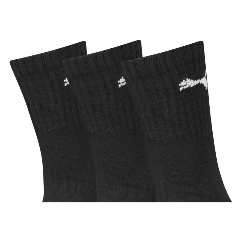 Puma - Lot De 3 Paires De Chaussettes Puma Noires En Coton Mélangé Stretch Unies Logotypées - Noir
