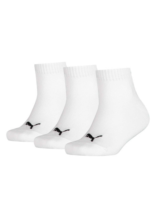 Lot de 3 paires de chaussettes Puma blanches en coton mélangé stretch unies logotypées