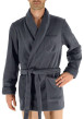 Thumbnail Peignoir gris anthracite mi-long avec ceinture et poche à logo brodé à manches longues