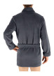 Thumbnail Peignoir gris anthracite mi-long avec ceinture et poche à logo brodé à manches longues - Image 2