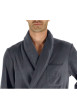 Thumbnail Peignoir gris anthracite mi-long avec ceinture et poche à logo brodé à manches longues - Image 3