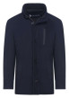Thumbnail Manteau marine uni coupe droite col montant et zippé