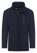 Thumbnail Manteau marine uni coupe droite col montant et zippé - Image 2