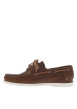 Thumbnail Mocassins en cuir premium cognac à talon plat avec lacets en cuir et surpiqûres - Image 3