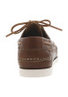Thumbnail Mocassins en cuir premium cognac à talon plat avec lacets en cuir et surpiqûres - Image 4