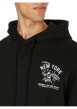 Thumbnail Sweat en coton noir uni coupe droite avec un col à capuche et imprimé pizzaiolo - Image 4