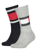 Thumbnail Lot de 2 paires de chaussettes hautes gris et noir unies avec une coupe haute et un imprimé chiné