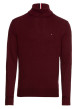 Thumbnail Pull en coton biologique mélangé bordeaux en maille jersey à coupe droite et col roulé - Image 6