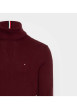 Thumbnail Pull en coton biologique mélangé bordeaux en maille jersey à coupe droite et col roulé - Image 8