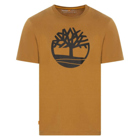 T-shirt 100% coton moutarde uni à col rond avec...