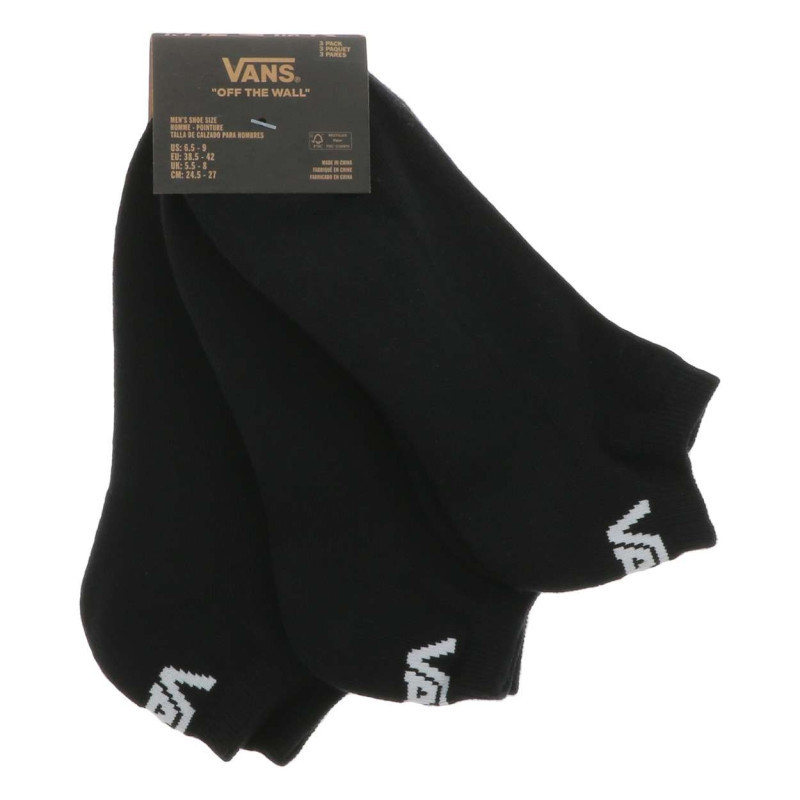 Vans - Lot De 3 Paires De Socquettes En Coton Mélangé Noires Unies - Noir Vans - Lot De 3 Paires De Socquettes En Coton Mélangé Noires Unies - Noir