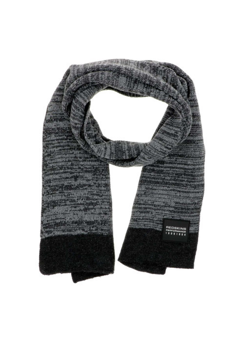 Echarpe grise en maille moulinée avec patch de la marque cousu