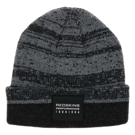 Bonnet gris en maille moulinée avec un patch au...