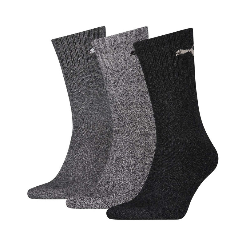 Puma - Lot De 3 Paires De Chaussettes Hautes En Coton Mélangé Anthracite Uni - Anthracite