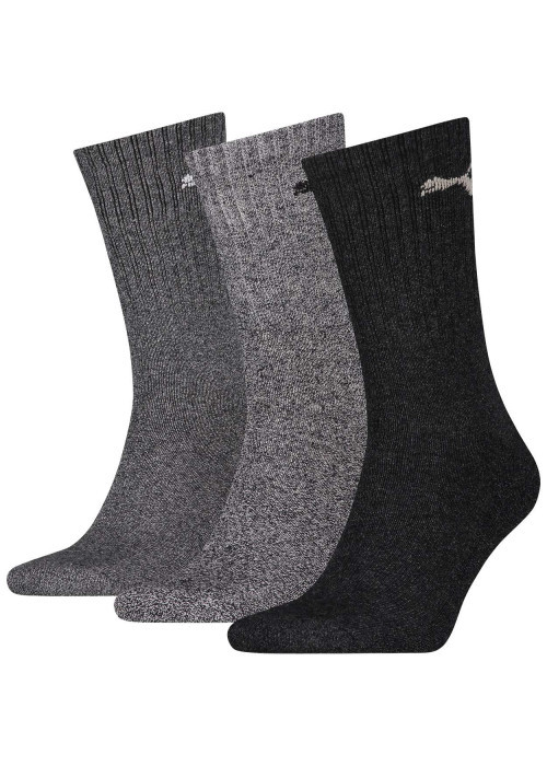 Lot de 3 paires de chaussettes hautes en coton mélangé anthracite uni