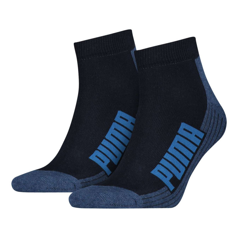 Puma - Lot De 2 Paires De Chaussettes Basses En Coton Bicolore Noires Et Bleues - Noir
