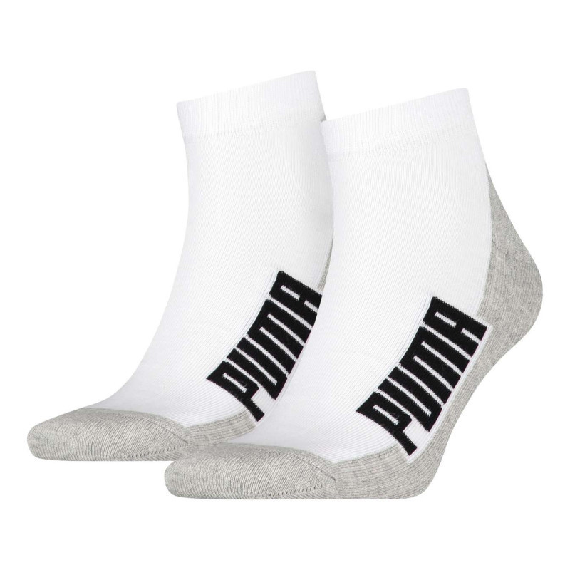 Puma - Lot De 2 Paires De Chaussettes Basses En Coton Bicolore Blanches Et Grises - Blanche