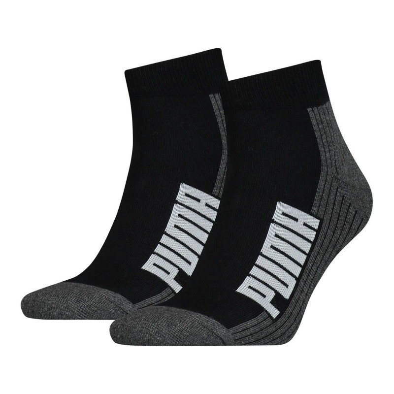 Puma - Lot De 2 Paires De Chaussettes Basses En Coton Mélangé Noires Coupe Quarter - Noires