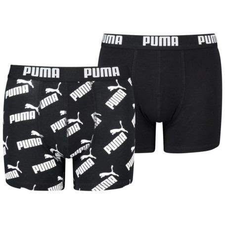 Lot de 2 boxers classique en coton noir uni et...