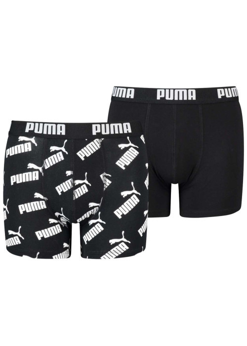 Lot de 2 boxers classique en coton noir uni et logotypé
