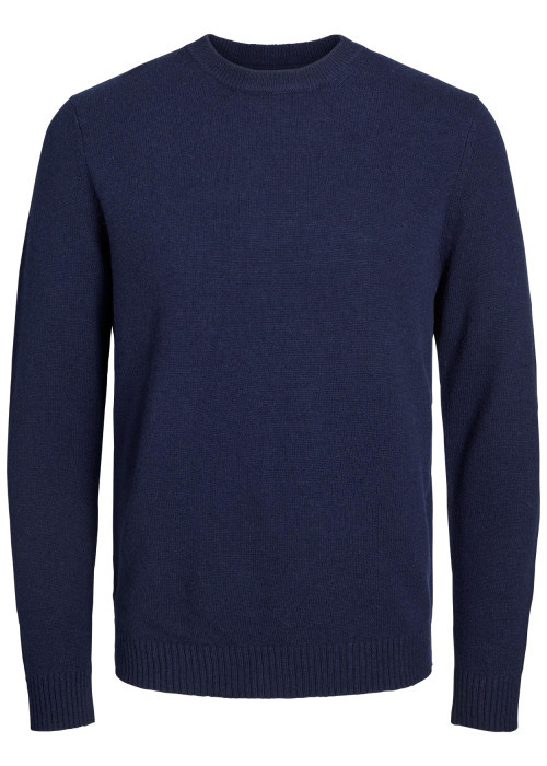 Pull bleu chiné Lambswool Knit Crew Neck Ln en...