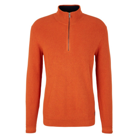 Pull en coton orange uni coupe droite col...