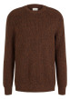 Thumbnail Pull en coton maille moulinée marron avec une coupe droite et col rond
