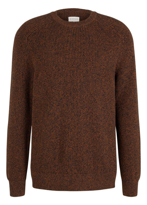 Pull en coton maille moulinée marron avec une coupe droite et col rond