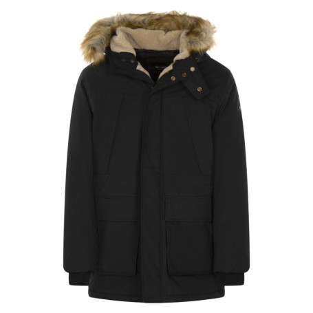 Parka longue fourrée à capuche kaki avec 4...