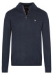 Thumbnail Pull half zip marine chiné avec petit écusson bicolore cousu