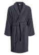 Thumbnail Peignoir en coton biologique anthracite uni à col châle avec ceinture et poches