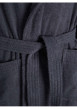 Thumbnail Peignoir en coton biologique anthracite uni à col châle avec ceinture et poches - Image 2
