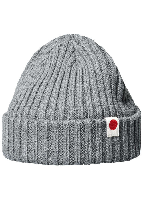 Bonnet en coton biologique gris uni avec étiquette blanche cousue