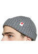 Thumbnail Bonnet en coton biologique gris uni avec étiquette blanche cousue - Image 2