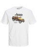 Thumbnail T-shirt en coton blanc uni coupe regular fit avec col rond et logo JEEP ® floqué au centre