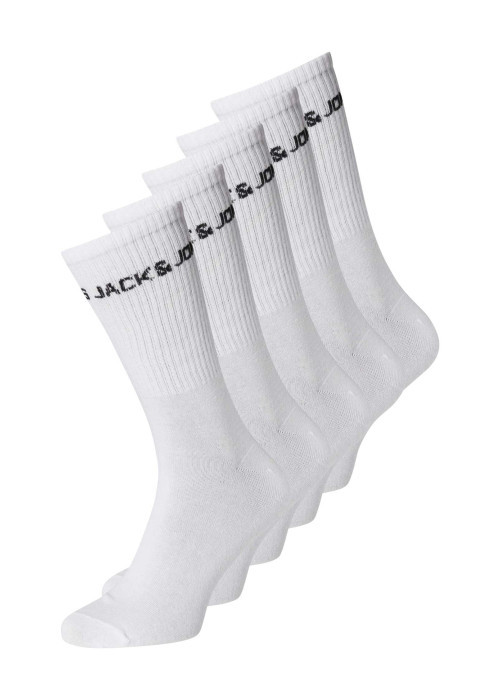 Lot de 5 paires de chaussettes hautes en coton mélangé blanches unies coupe haute