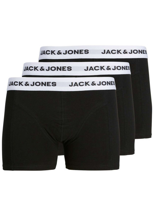 Lot de 3 boxers noirs unis avec bande élastiquée blanche et branding noir