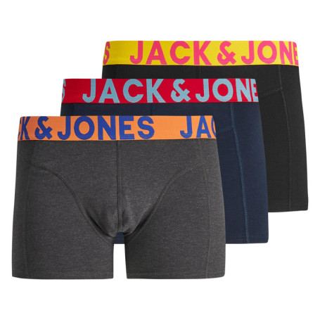 Lot de 3 boxers unis gris, noir et marine avec...