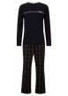 Thumbnail Pyjama Long en coton mélangé noir à carreaux avec une coupe fermée et col rond - Image 2